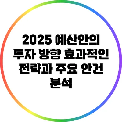 2025 예산안의 투자 방향: 효과적인 전략과 주요 안건 분석