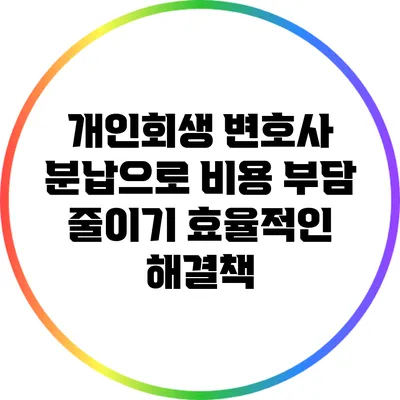 개인회생 변호사 분납으로 비용 부담 줄이기: 효율적인 해결책