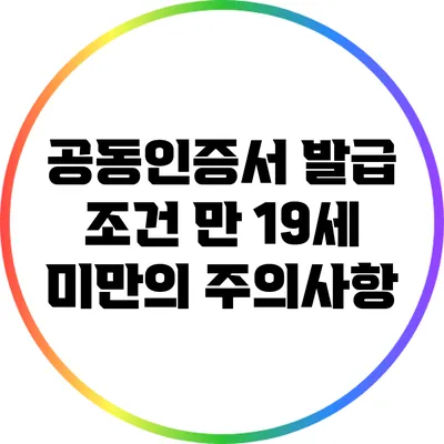 공동인증서 발급 조건: 만 19세 미만의 주의사항