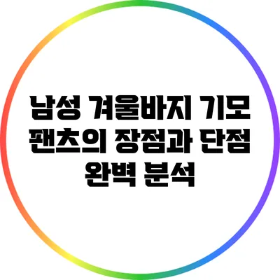 남성 겨울바지 기모 팬츠의 장점과 단점 완벽 분석