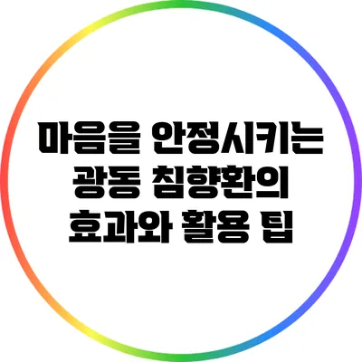 마음을 안정시키는 광동 침향환의 효과와 활용 팁