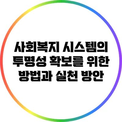 사회복지 시스템의 투명성 확보를 위한 방법과 실천 방안