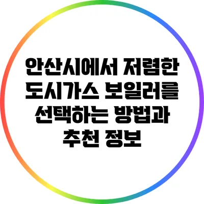 안산시에서 저렴한 도시가스 보일러를 선택하는 방법과 추천 정보
