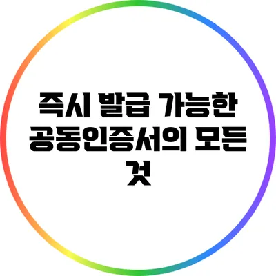 즉시 발급 가능한 공동인증서의 모든 것
