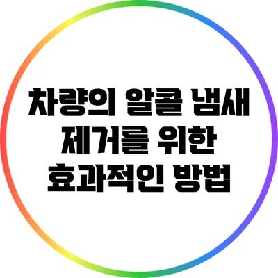 차량의 알콜 냄새 제거를 위한 효과적인 방법