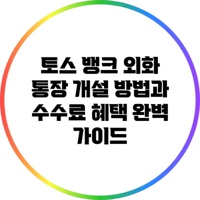 토스 뱅크 외화 통장 개설 방법과 수수료 혜택 완벽 가이드