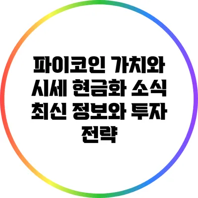 파이코인 가치와 시세 현금화 소식: 최신 정보와 투자 전략
