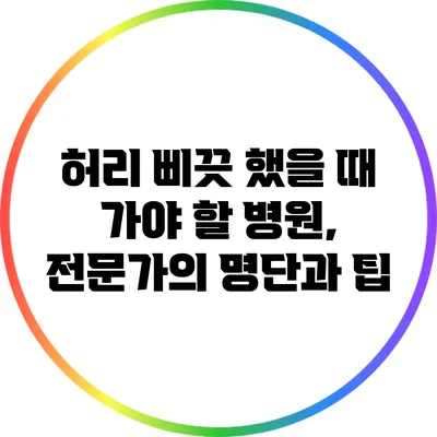 허리 삐끗 했을 때 가야 할 병원, 전문가의 명단과 팁