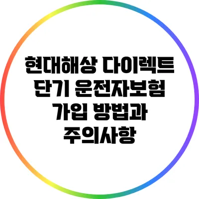 현대해상 다이렉트 단기 운전자보험 가입 방법과 주의사항