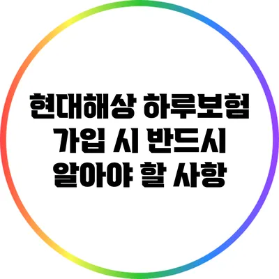 현대해상 하루보험 가입 시 반드시 알아야 할 사항