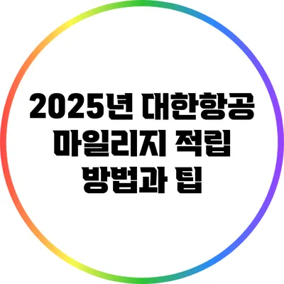 2025년 대한항공 마일리지 적립 방법과 팁