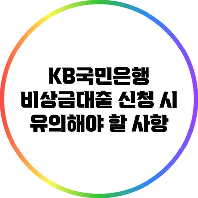KB국민은행 비상금대출 신청 시 유의해야 할 사항
