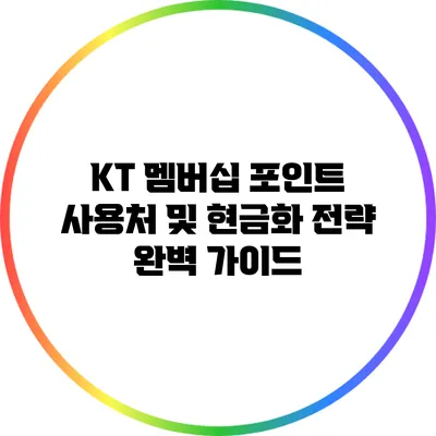 KT 멤버십 포인트 사용처 및 현금화 전략 완벽 가이드