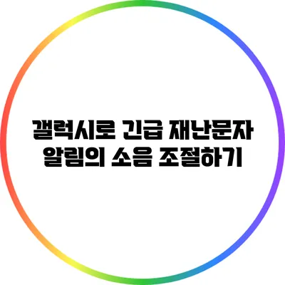 갤럭시로 긴급 재난문자 알림의 소음 조절하기