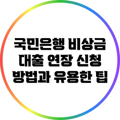 국민은행 비상금 대출 연장 신청 방법과 유용한 팁
