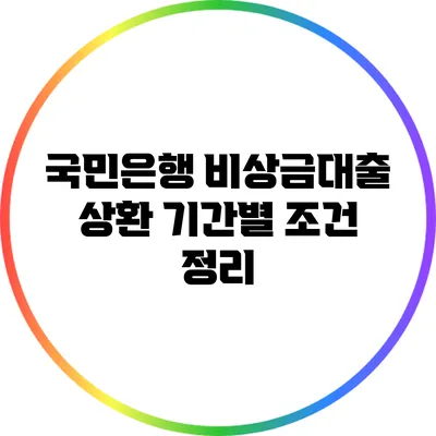 국민은행 비상금대출 상환 기간별 조건 정리