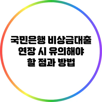 국민은행 비상금대출 연장 시 유의해야 할 점과 방법