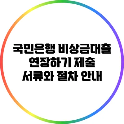국민은행 비상금대출 연장하기: 제출 서류와 절차 안내