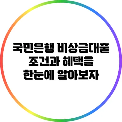 국민은행 비상금대출 조건과 혜택을 한눈에 알아보자