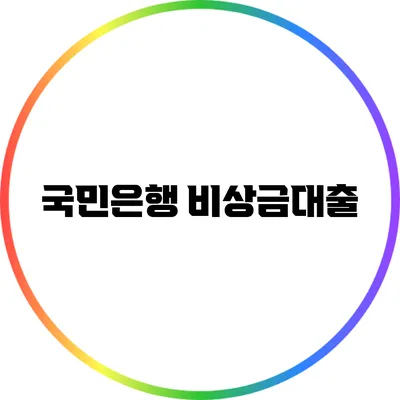 국민은행 비상금대출