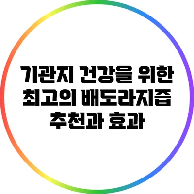 기관지 건강을 위한 최고의 배도라지즙 추천과 효과