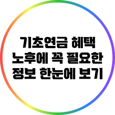 기초연금 혜택: 노후에 꼭 필요한 정보 한눈에 보기