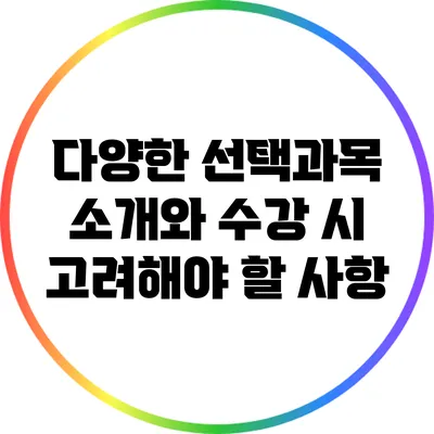 다양한 선택과목 소개와 수강 시 고려해야 할 사항