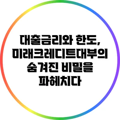대출금리와 한도, 미래크레디트대부의 숨겨진 비밀을 파헤치다