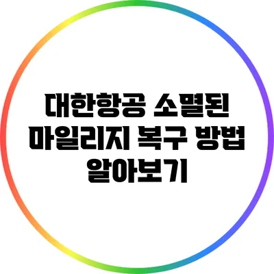 대한항공 소멸된 마일리지 복구 방법 알아보기