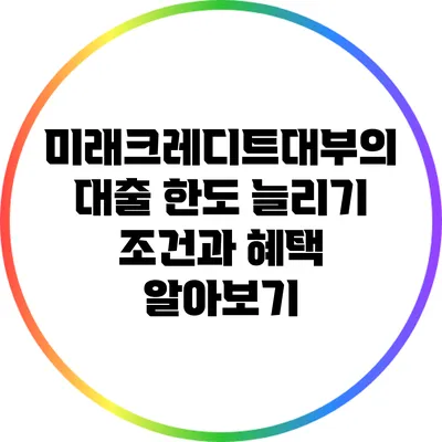 미래크레디트대부의 대출 한도 늘리기: 조건과 혜택 알아보기