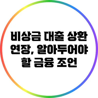 비상금 대출 상환 연장, 알아두어야 할 금융 조언
