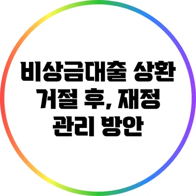 비상금대출 상환 거절 후, 재정 관리 방안