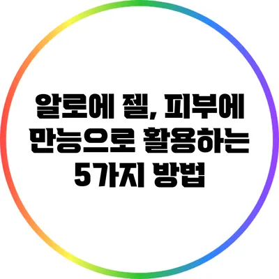 알로에 젤, 피부에 만능으로 활용하는 5가지 방법