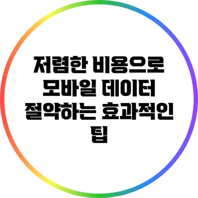 저렴한 비용으로 모바일 데이터 절약하는 효과적인 팁