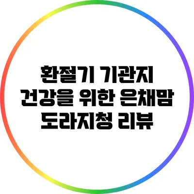 환절기 기관지 건강을 위한 은채맘 도라지청 리뷰